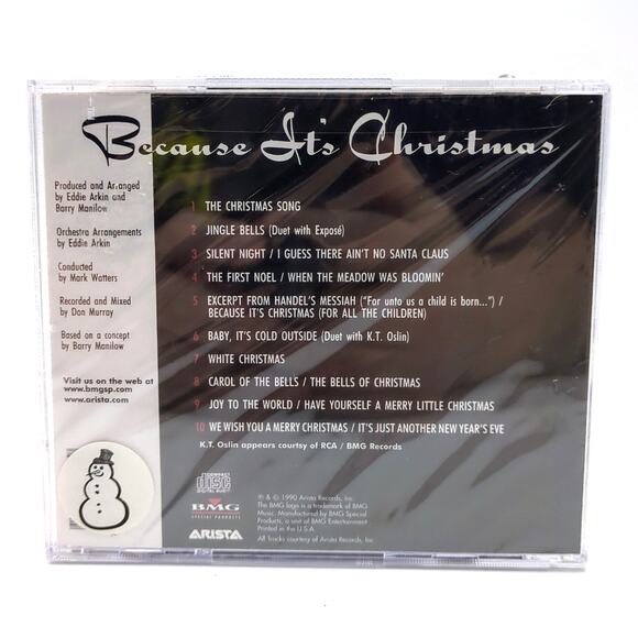 Barry Manilow Because It's Christmas CD Brand New Sealed Arista Records 1990 - Picture 2 of 2